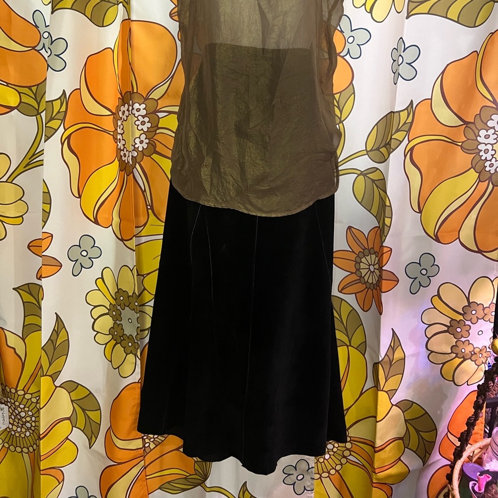 Vintage Valerie Stevens Maxi Black Suede Skirt size 8
